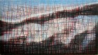 LANDSCHAFT IRGENDWO |  Acryl, Pigmente, Spachtelmasse, Holzplatte, Baumwolle Holzleisten | 59 x 105 cm 2012